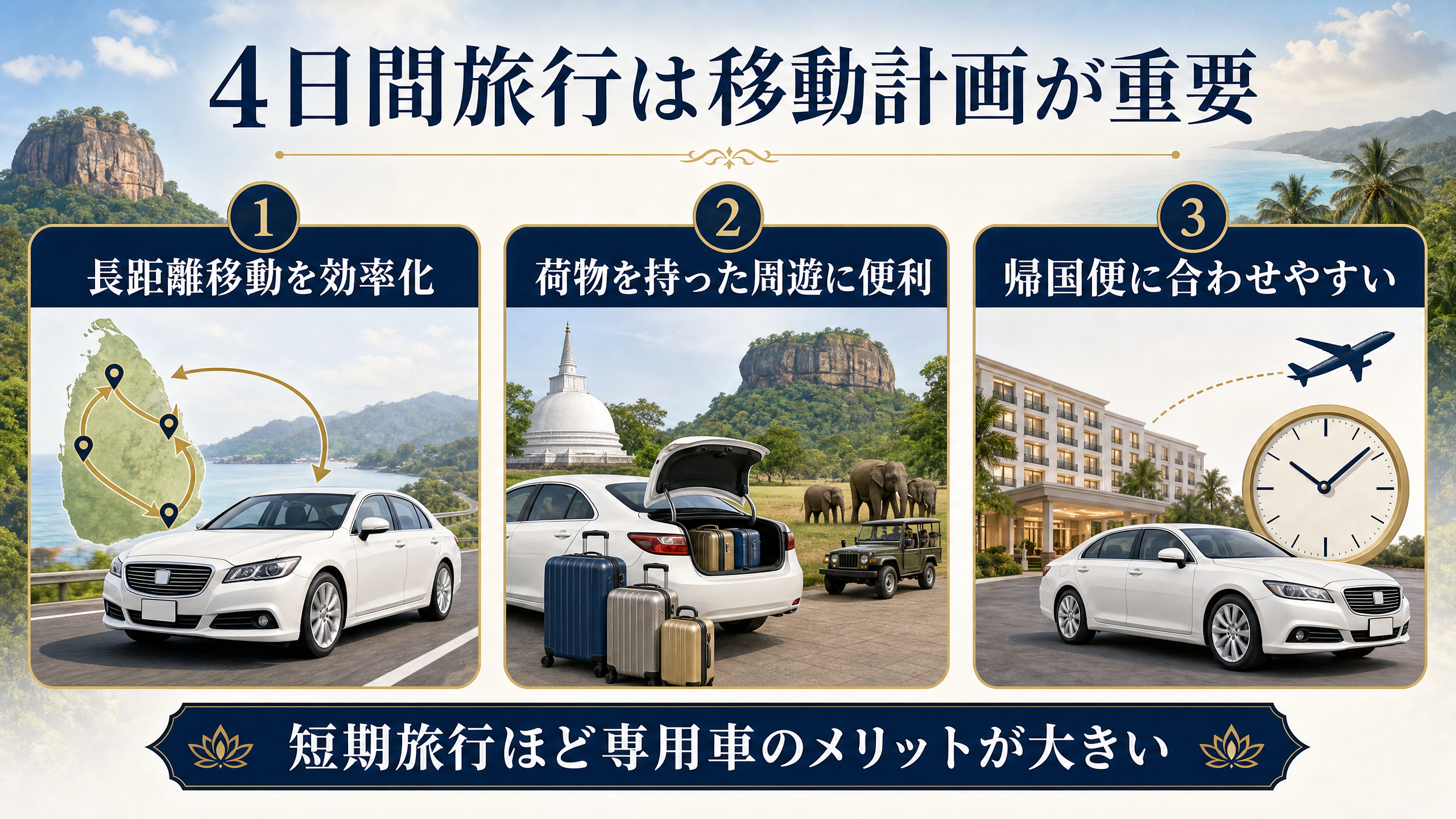 スリランカ4日間旅行でタクシーチャーターが便利な理由